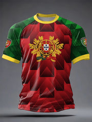 Herren T-Shirt mit portugiesischem Fußballmotiv, lässig, Kurzarm