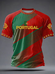 Herren Portugal Fußball Bedrucktes lässiges Kurzarm-T-Shirt