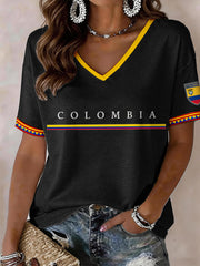 Kolumbien V-Ausschnitt T-Shirt für Damen