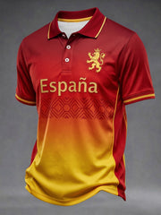 Herren Spanien Fußball-Liebhaber-Print Freizeit-Hemd