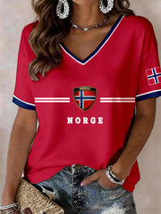 Damen V-Neck T-Shirt Norwegen