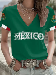 Damen T-Shirt mit Mexiko-Fußball-Motiv