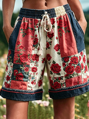 Damen-Shorts mit Blumendruck