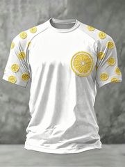 Herren Zitronen Rosen Musikliebhaber bedrucktes Kurzarm-T-Shirt