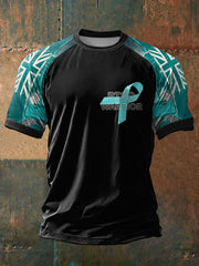 Herren T-Shirt mit Aufdruck zum Thema „PTSD Awareness Veteran“ und kurzen Ärmeln