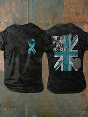 Herren T-Shirt mit Aufdruck zum Thema PTSD-Bewusstsein für Veteranen, Kurzarm