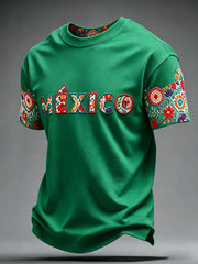 Men's Mexico Football Lover Art Printed T-shirt