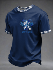 Herren T-Shirt mit schottischem Fußball-Liebhaber-Druck und kurzen Ärmeln