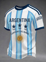 Herren Argentinien Fußball Kurzarm-T-Shirt