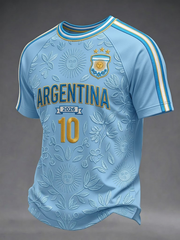 Herren Argentinien Fußball Kurzarm-T-Shirt