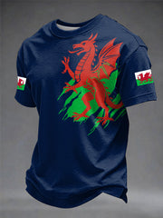 Herren T-Shirt mit walisischem Drachen-Print