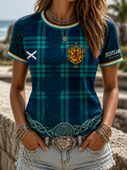 Damen Schottland England Fußball-Liebhaber Rundhals Kurzarm T-Shirt