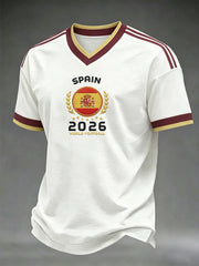 Herren-Geschenk für Spanien-Fußballfans, lässiges V-Neck T-Shirt mit Print