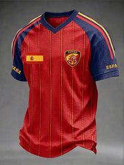 Herren-Geschenk für Spanien-Fußballfans – bedrucktes Freizeit-V-Shirt