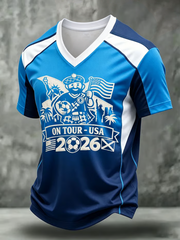 Herren Großbritannien Fußball-Liebhaber Schottland Bedrucktes V-Ausschnitt T-Shirt