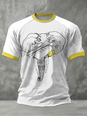 Herren T-Shirt mit Zitronenrosen-Musikliebhaber-Print und kurzen Ärmeln
