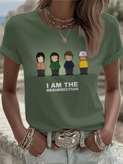 Damen T-Shirt mit Zitronen-Rosen-Musikliebhaber-Print, kurzärmelig