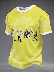 Herren T-Shirt mit Aufdruck „Lemon Roses Music Lover“, Kurzarm
