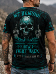 Herren T-Shirt mit Aufdruck „PTBS-Bewusstsein für Veteranen“
