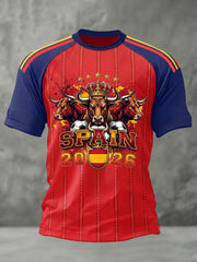Herren-T-Shirt mit Spanien-Fußballfan-Aufdruck, lässig