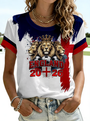 Damen UK Football Liebhaber England Bedrucktes Kurzarm-T-Shirt