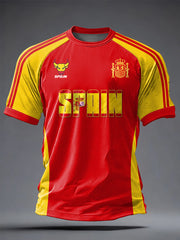 Herren T-Shirt mit spanischem Fußball-Print, kurzärmelig, lässig