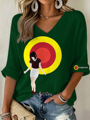 Damen T-Shirt mit Waffelstruktur und „UK Mods Music Lover“-Print