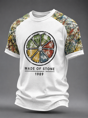 Herren T-Shirt mit Zitronen-Rosen-Musikliebhaber-Aufdruck und kurzen Ärmeln