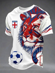 Britischer Fußball Löwe Bestickt Freizeit Unisex T-Shirt für Herren