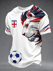 Britische Fußball-T-Shirt für Herren mit Löwen-Stickerei, lässig, Unisex
