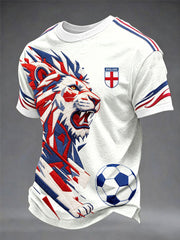 Herren Britischer Fußball Löwe Bestickt Casual Unisex T-Shirt