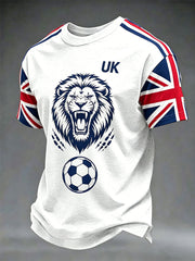 Britischer Herren-Fußball-T-Shirt mit Löwen-Stickerei, lässig, Unisex