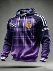 Herren Großbritannien Fußballliebhaber Schottland Bedruckter Samt Raglan Hoodie