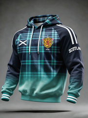 Herren Großbritannien Fußballliebhaber Schottland Bedruckter Samt Raglan Hoodie