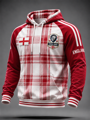 Herren UK Fußball-Liebhaber England Samt Raglan Hoodie mit Aufdruck
