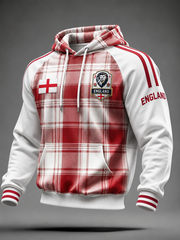 Herren UK Fußball-Liebhaber England Samt Raglan Hoodie mit Aufdruck