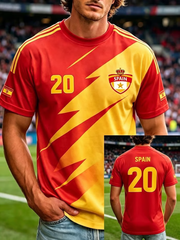 Men's Spanish Football Print short sleeve t-shirt