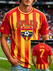 Herren T-Shirt mit spanischem Fußball-Print und kurzen Ärmeln