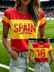 Kurzärmeliges T-Shirt mit spanischem Frauenfußball-Print