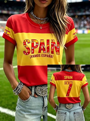 Kurzärmeliges T-Shirt mit spanischem Frauenfußball-Print