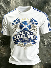 Herren UK Fußball-Liebhaber Schottland Bedrucktes Waffel-Kurzarmshirt