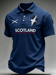 Herren Polohemd mit Schottland-Druck