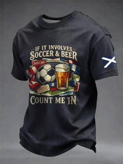 Herren T-Shirt mit schottischem Fußball-Liebhaber-Druck und kurzen Ärmeln