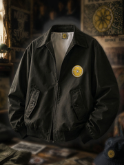 Herren-Jacke mit Zitronen-Rosen-Musikliebhaber-Print