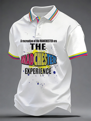 Herren Poloshirt mit Zitronen-Rosen-Musiker-Print