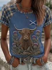 Highland-Jeans-T-Shirt für Damen mit Karomuster