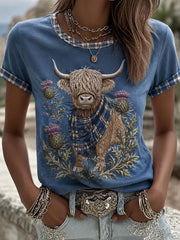 Damen Highland Denim Kariertes T-Shirt