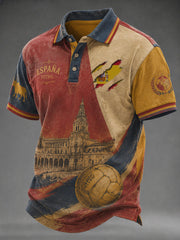 Herren-Freizeit-Top mit spanischem Fußball-Print