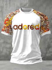 Herren T-Shirt mit Zitronen-Rosen-Musikliebhaber-Print, kurzärmelig