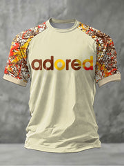 Herren T-Shirt mit Zitronen-Rosen-Musikliebhaber-Print, kurzärmelig